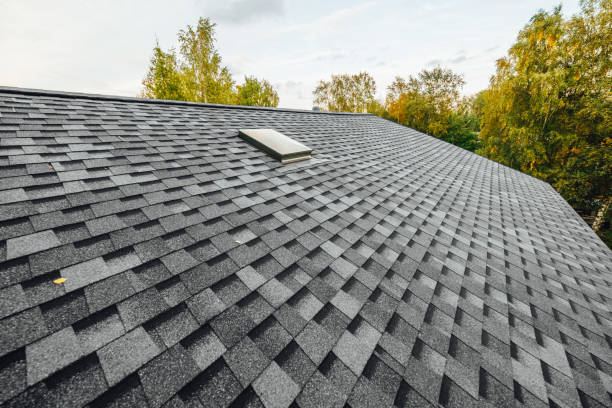 Architectural asphalt shingle roof with a skylight